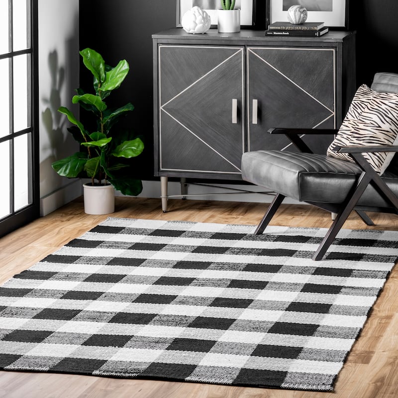 Nuloom Rylie Buffalo Plaid Flatweave Area Rug - 10' x 14' - Black - Rectangle