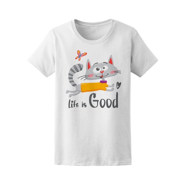 Shop Life Is Good Cat Doodle Tee Women S Image By Shutterstock
