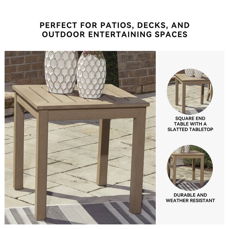 Signature Design by Ashley Hallow Creek Driftwood Outdoor End Table - 23.5" W x 23.5" D x 24" H