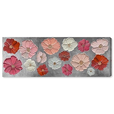 Floral Impasto Silver Panoramic Canvas by Art Remedy, Gallery Wrapped