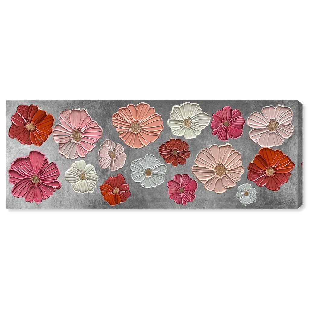Floral Impasto Silver Panoramic Canvas by Art Remedy, Gallery Wrapped