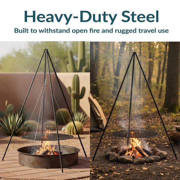 Sunnydaze Campfire Tripod with Grill Grate - 30