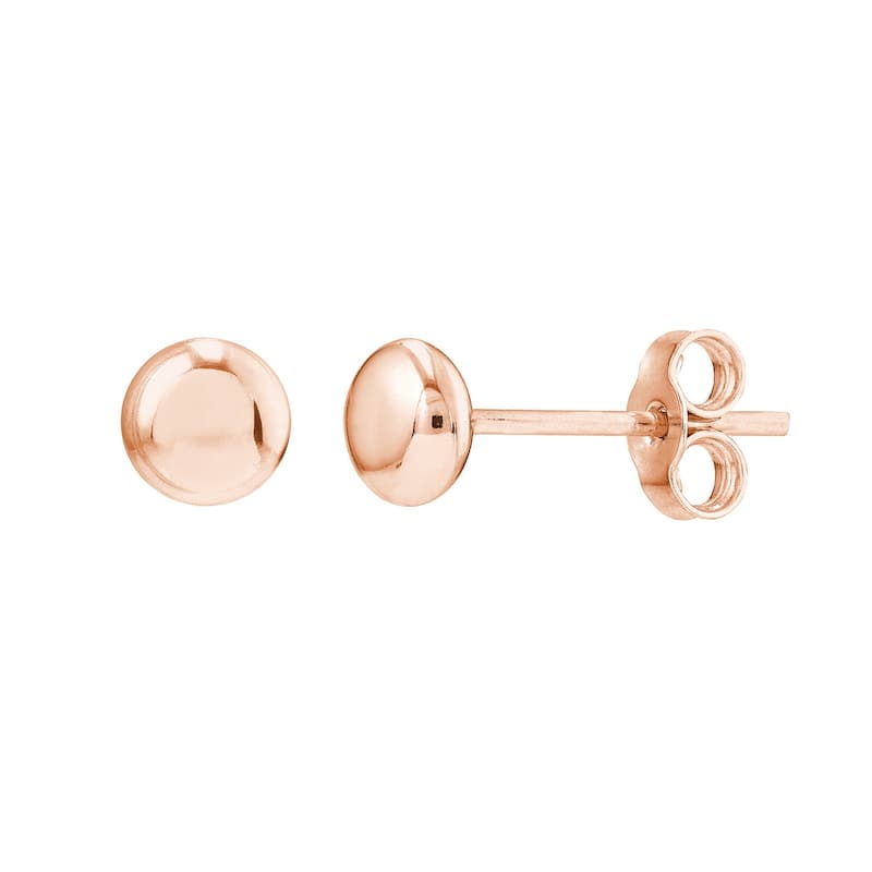 Curata 14k Rose Gold 4.5mm Puffed Circle Stud Earrings
