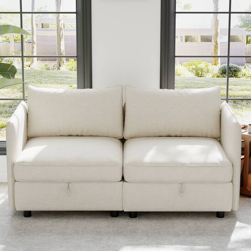 Beige Chenille Armrests for Modular Sofa, 29"L x 4"W x 26"H, 8 lbs