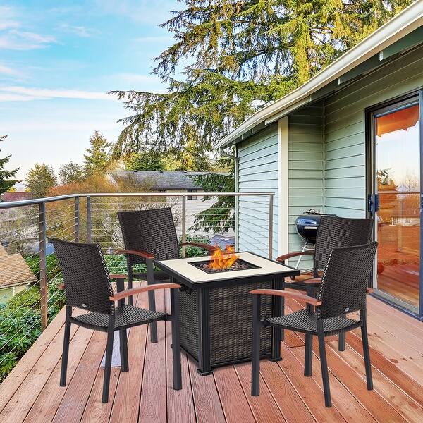 Shop Costway 5 Pcs Gas Fire Pit Set 30 Propane Gas Fireplace