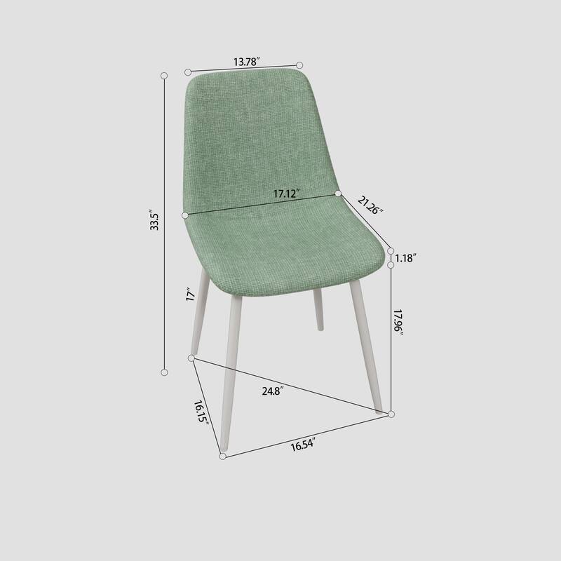 Modern Elegant Dining Chairs, Linen Upholstered Dining Chairs with Ergonomic Design, for Dining Rooms, Light Green, 4-Piece Set