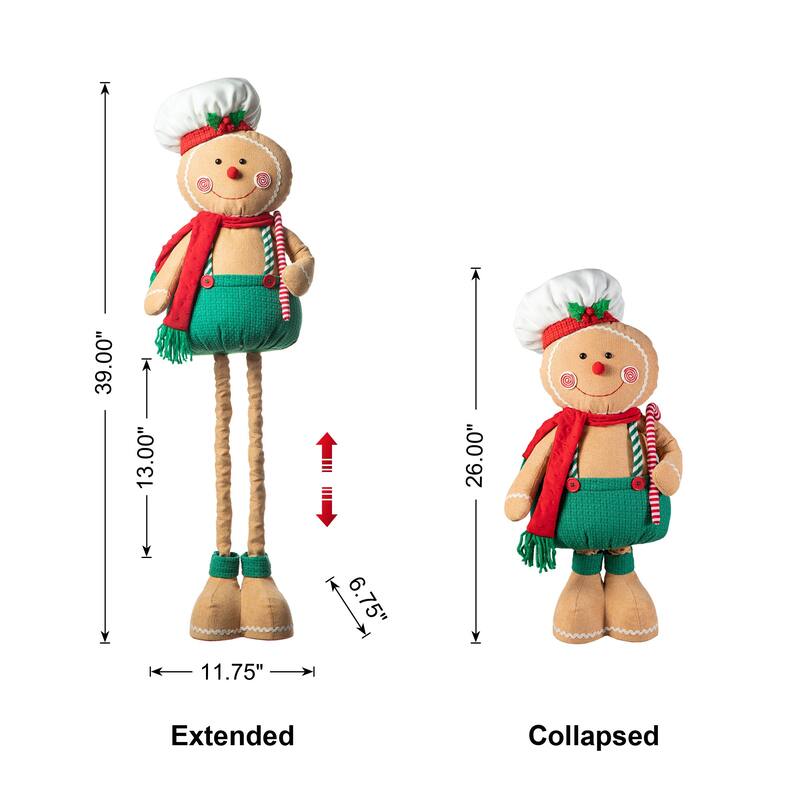Glitzhome 39"H Telescoped Fabric Christmas Gingerbread Man Home Decor