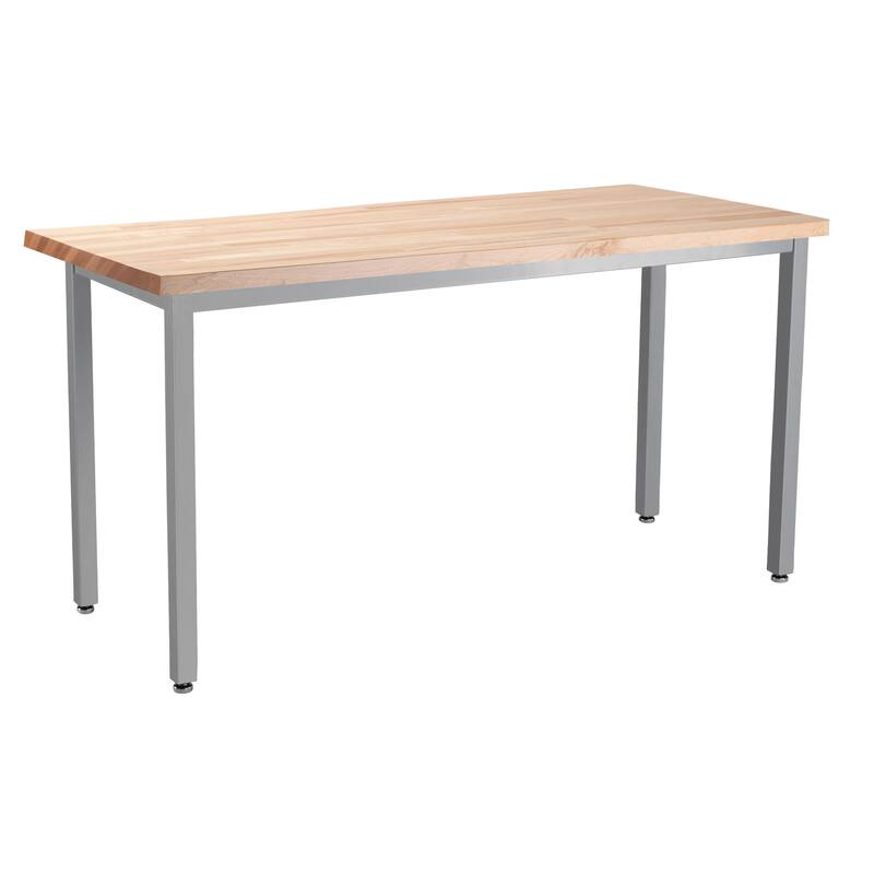 NPS 24x72" Heavy Duty Steel Table, Butcherblock Top - Grey