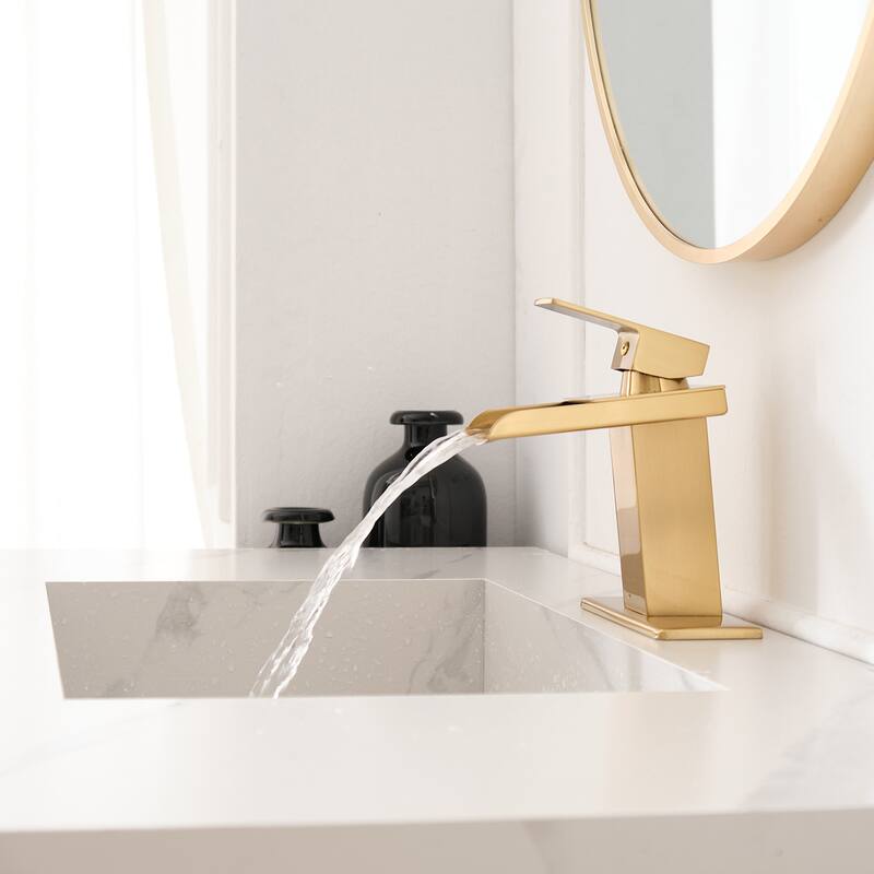 Waterfall Bathroom Sink Faucet Single Handle Bathroom Faucets One Holes Modern Basin Vanity Mixer Taps With Valve