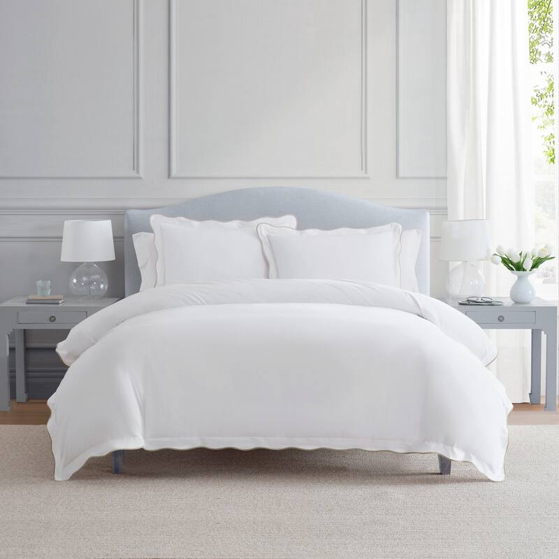 Martha Stewart Simple Scallop Cotton Duvet Cover Set