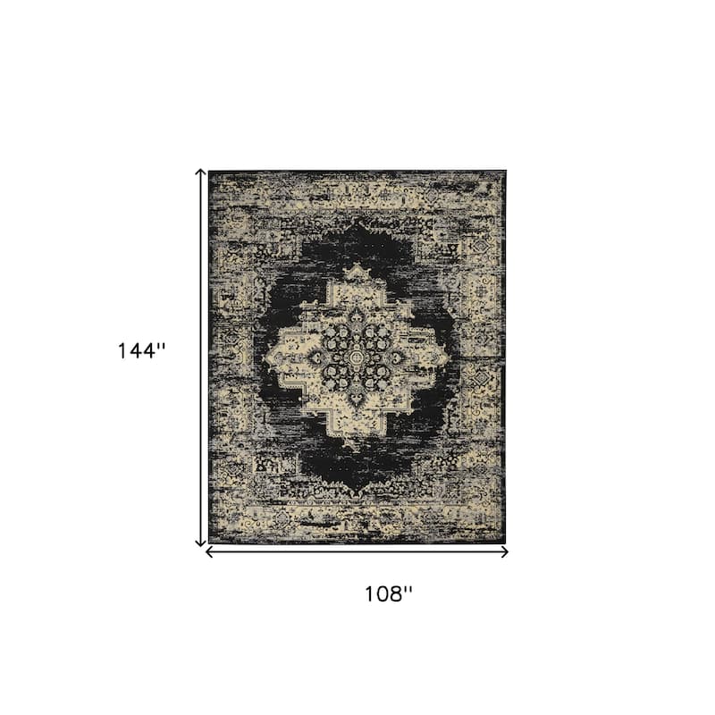 Power Loomed Distressed Non Skid Stain Resistant Area Rug - 144' X '108' X '0.5
