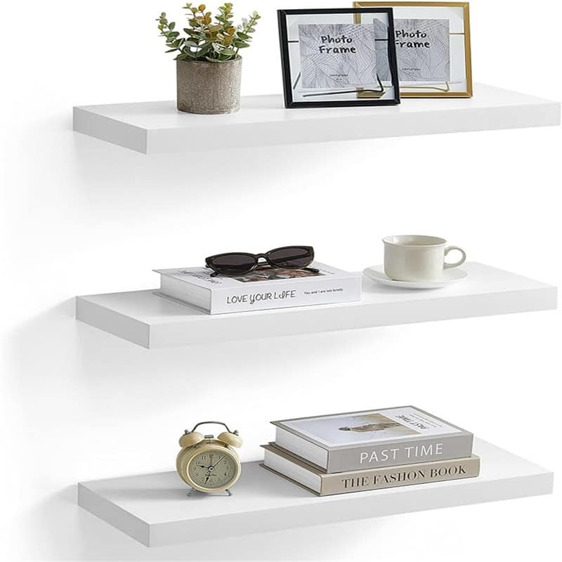 Wall Shelves Set of 3 - 7.9"D x 23.6"W x 1.5"H - White