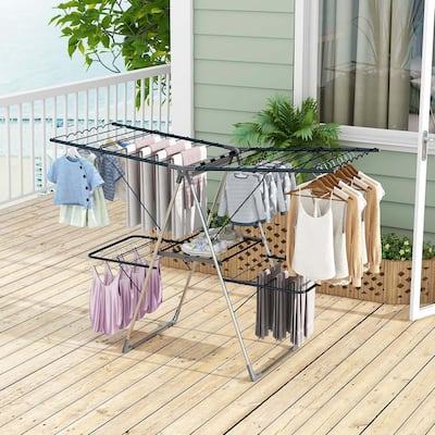 2-Tier Clothes Drying Rack w/ 33 Height Adjustable Drying Rails