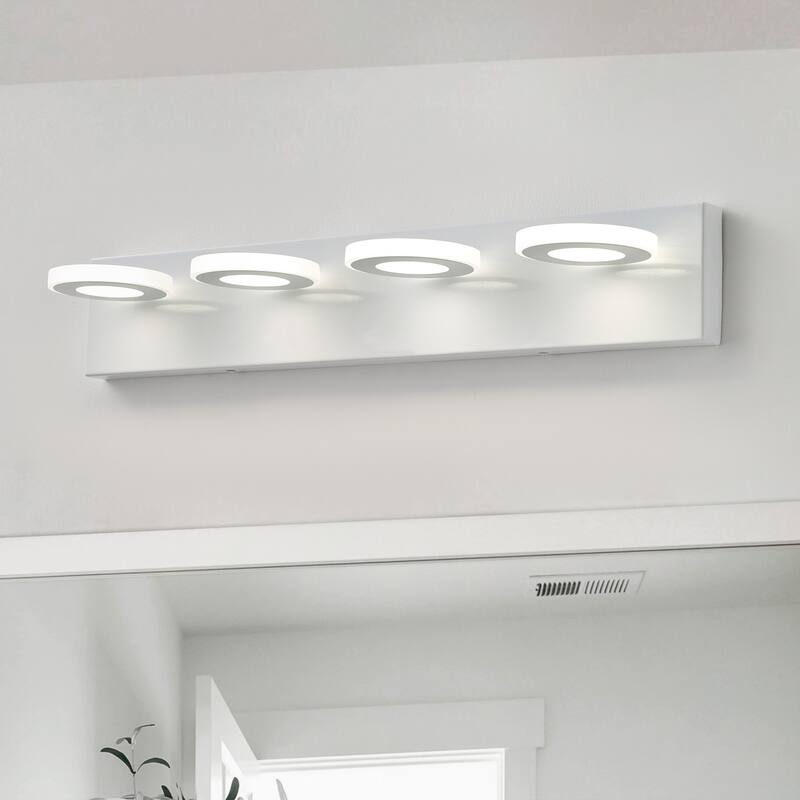 Dimmable 4-Light Round LED Elegant Vanity Lighting Fixture for Bathroom Mirror
