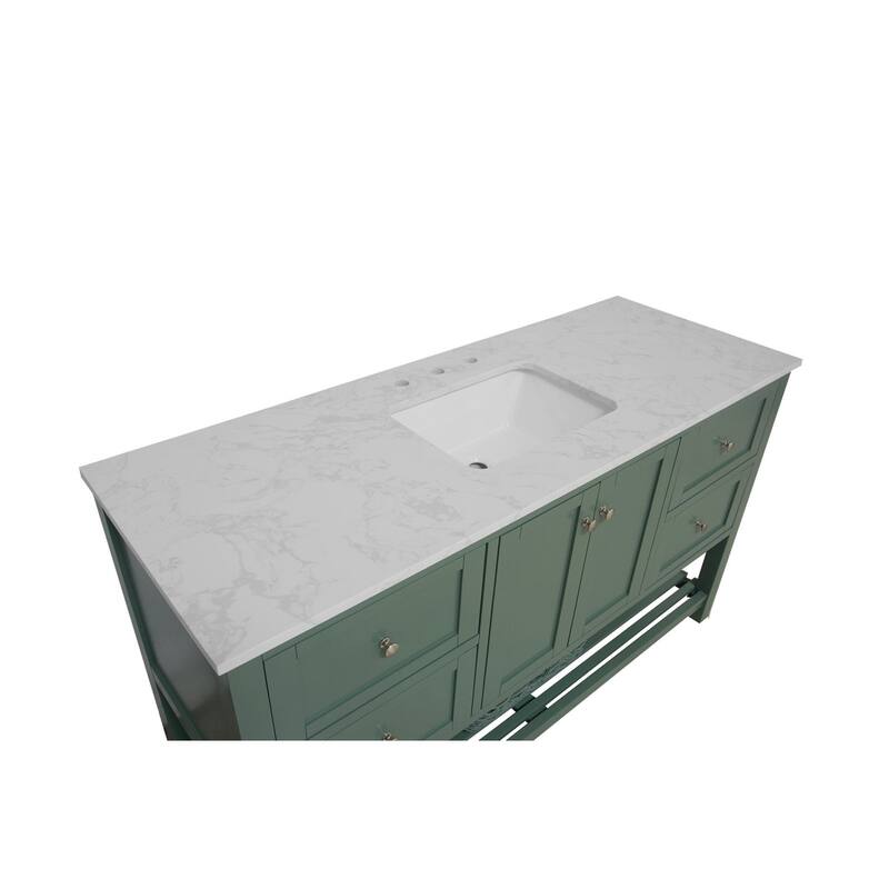 KitchenBathCollection Lakeshore 60" Single Bathroom Vanity with Engineered Carrara Top