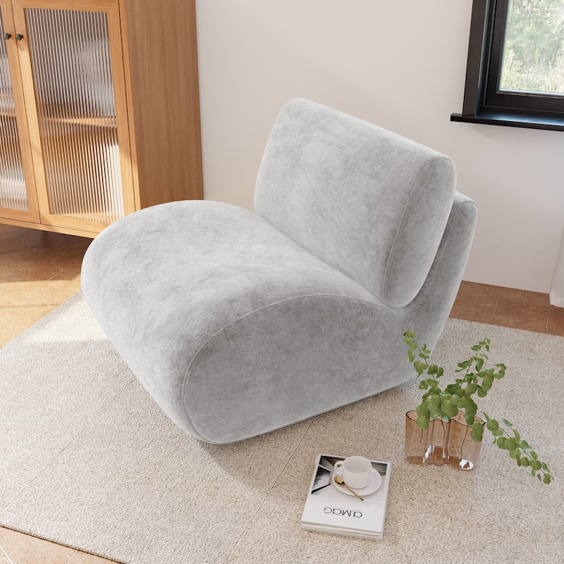 UIXE 33" Swivel Upholstered Aceent Chair Comfy Slipper Chair - Light Grey