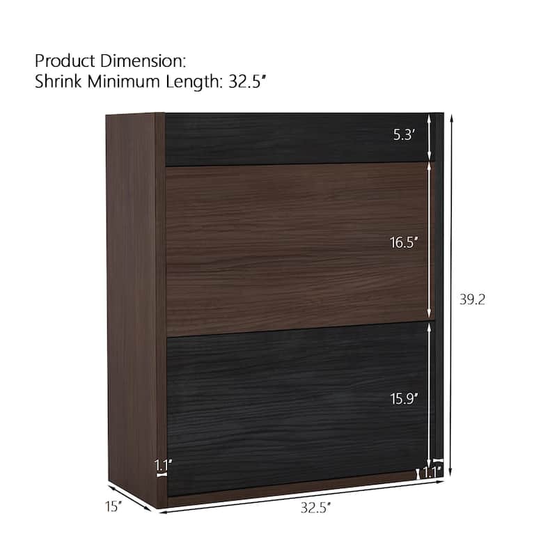 Roomfitters 32.5''-58.8'' Storage Cabinet, Multifunctional Buffet Sideboard Cabinet with Shelves for Living Room, Black & Walnut