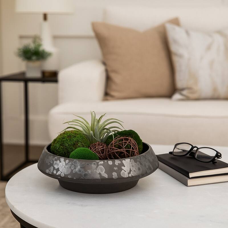 Modern Decorative Round Bowl - 15", Black - 15.25"