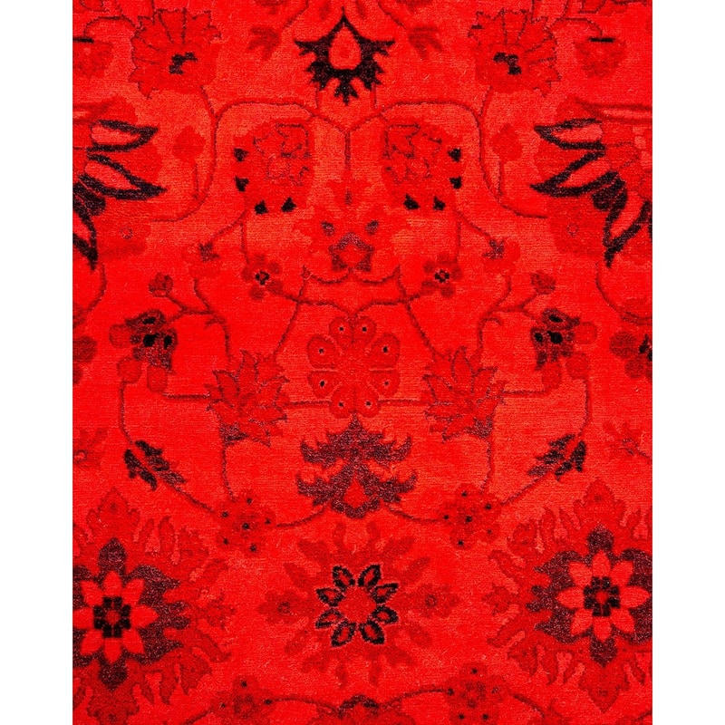 Overton Hand Knotted Wool Vintage Inspired Modern Contemporary Overdyed Pink Area Rug - 3' 4" x 5' 6"