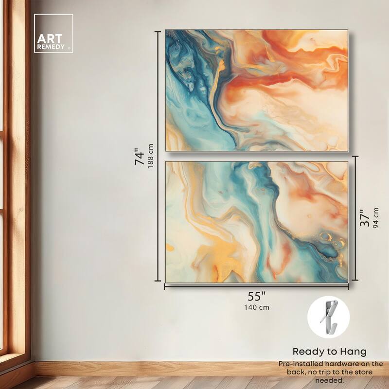 Marbled Sunrise II Canvas Set of 2 by Art Remedy