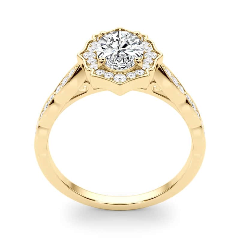 Auriya 14k Yellow Gold Lab Grown Oval Diamond Halo Engagement Ring 0.50 to 5.00 ct. tw. (F-G VS)