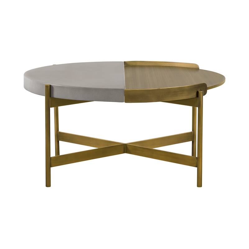 Dua Grey Concrete and Black or Brass Metal Round Coffee Table