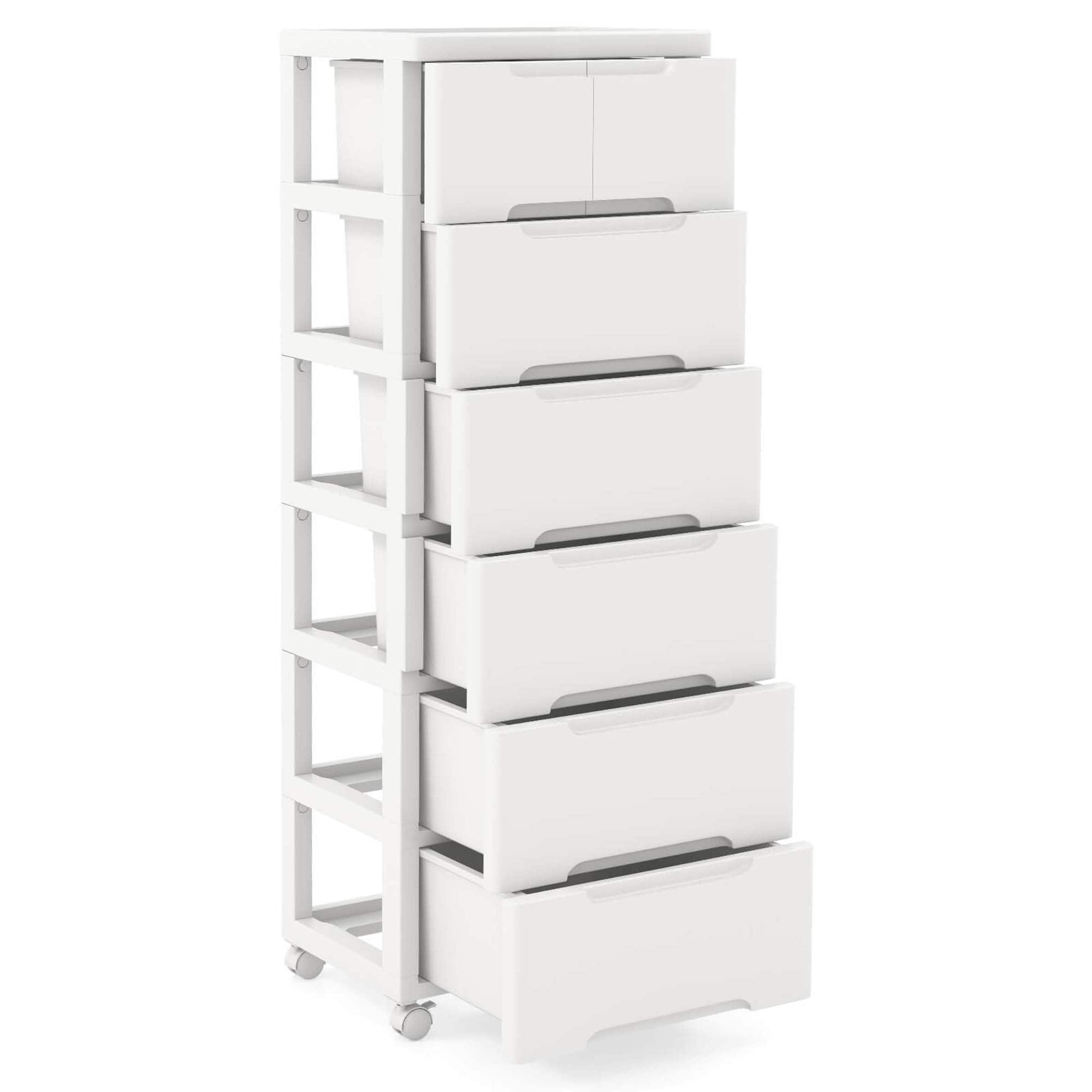 1/2 PCS 7-Drawer Plastic Storage Cart w/ 4 Universal Wheels Cabinet