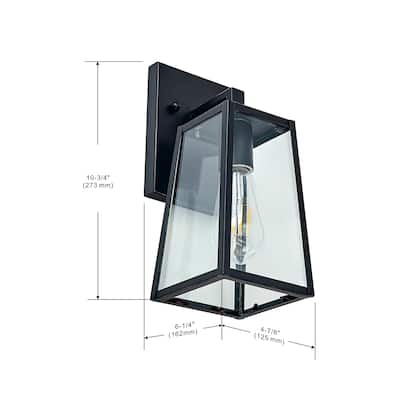 1 Light outdoor wall lamp with clear glass - 10.75"H x 4.8"W x 6.25"D