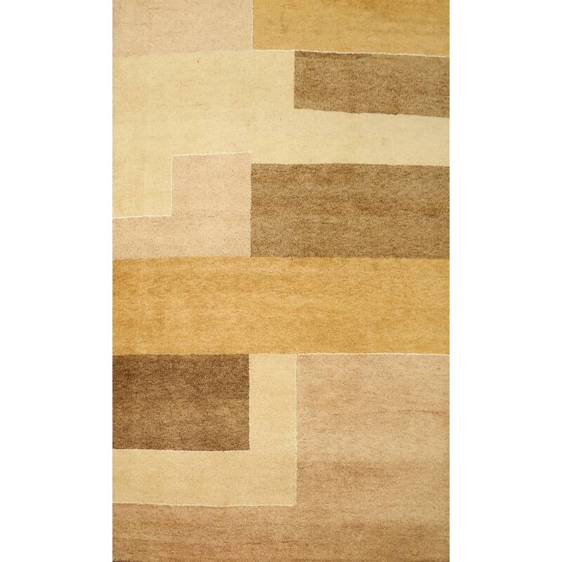 Hand Knotted Oriental 100% Wool Carpet Modern Geometric Multi-Colored Gabbeh Area Rug - 8' 0'' X 5' 8''
