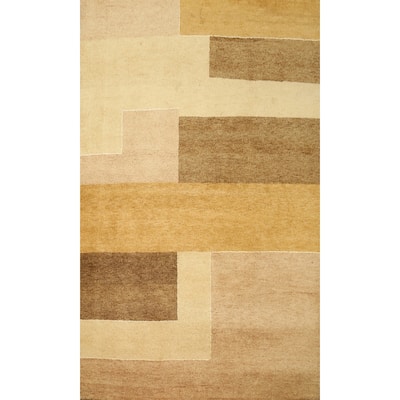Hand Knotted Oriental 100% Wool Carpet Modern Geometric Multi-Colored Gabbeh Area Rug - 8' 0'' X 5' 8''