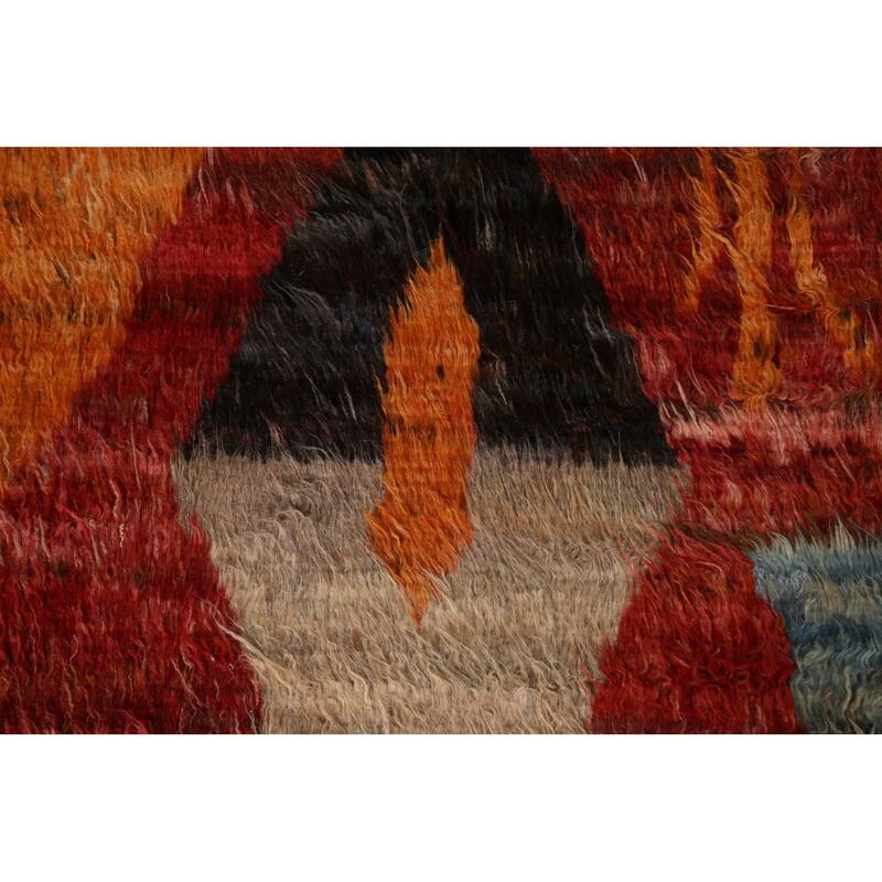 Hand Knotted Oriental 100% Wool Carpet Modern Tribal Red Moroccan Area Rug - 9' 9'' X 6' 10''