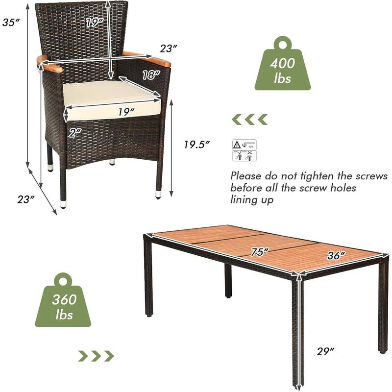 9 PCS Patio Dining Set Outdoor Rattan Stackable Conversation Set