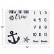 preview thumbnail 4 of 4, Nautical Sailor Boy or Girl Baby Monthly Milestone Blanket - Navy Blue White Anchors Ocean Sailboat Sea Marine Gender Neutral