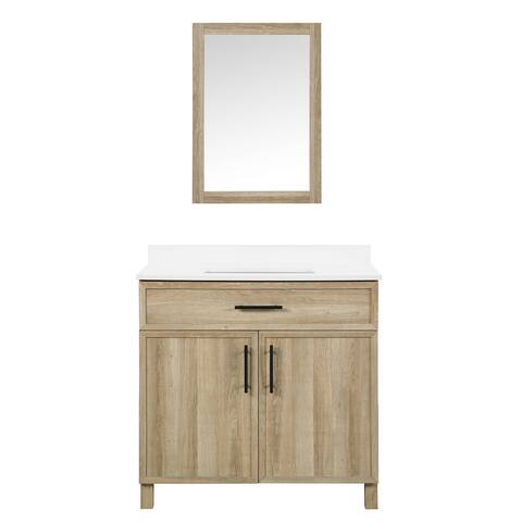 Ove Decors Canyon 36 in. Vanity Kit Natural Oak with Included Mirror