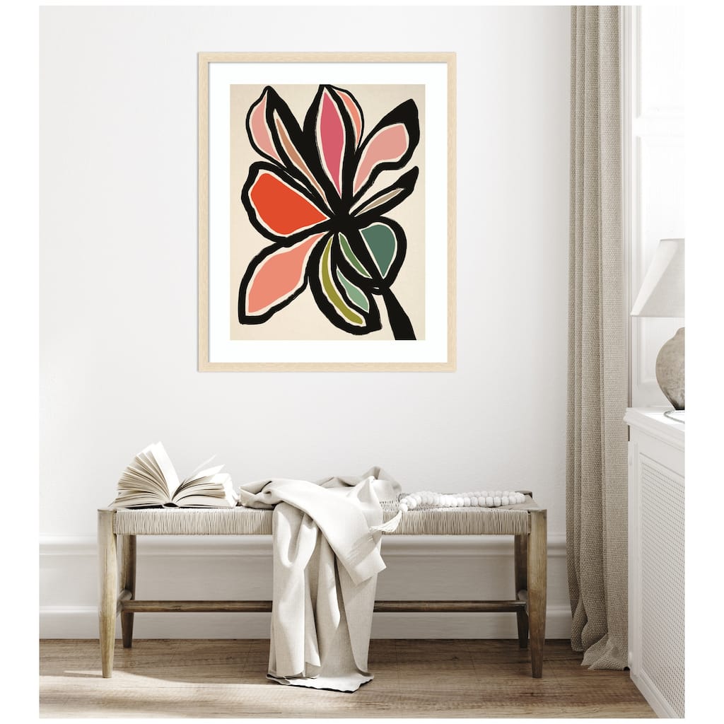 Kate and Laurel Framed Art Midnight Floral 1 by Alicia Bock