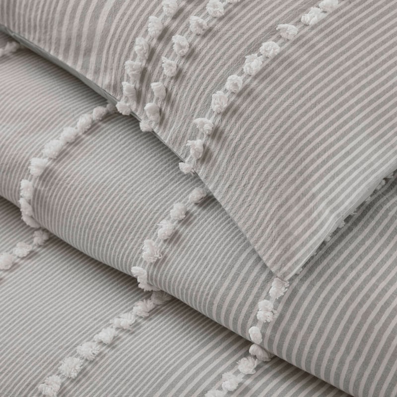 Harbor House Anslee Taupe 3 Piece Cotton Yarn Dyed Duvet Cover Set