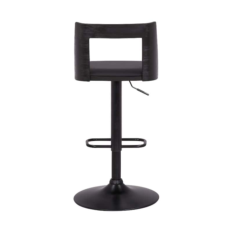 42” Tall Adjustable Swivel Bar Stool with Full Back and Black Faux Leather Seat Perfect for Bar or Kitchen Use