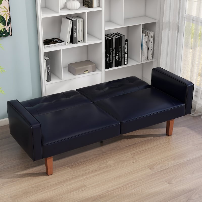 68 in. Twin Size Convertible Sofa Bed Couch w/ Tufted Adjustable Backrest, 5 Colors Optional - 22.44"D x 68.11"W x 28.74"H