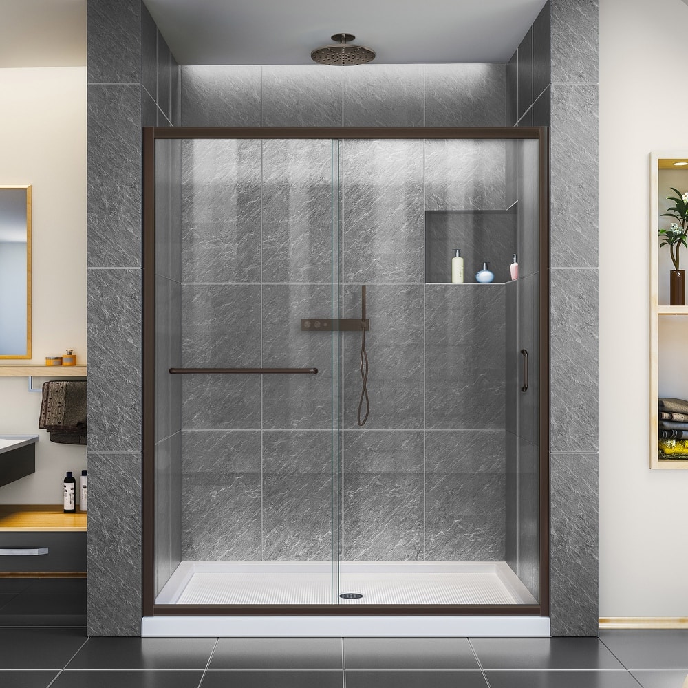 DreamLine Infinity-Z 30 in. D x 60 in. W x 74 3/4 in. H Sliding Shower Door and Shower Base Kit