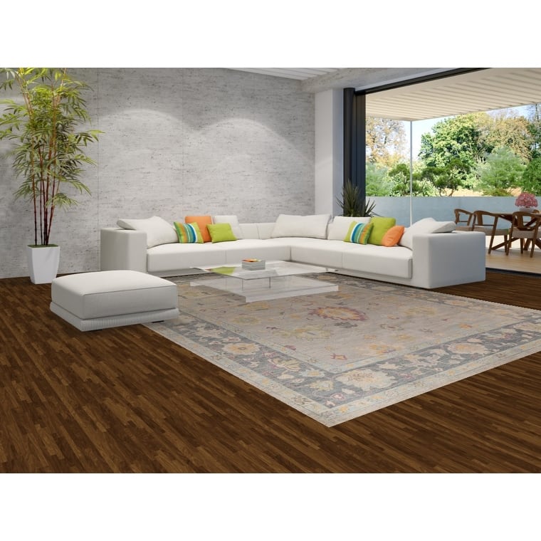Vegetable Dye Oushak Turkish Large Rug Hand-Knotted Wool Carpet - 9'11"x 13'9"