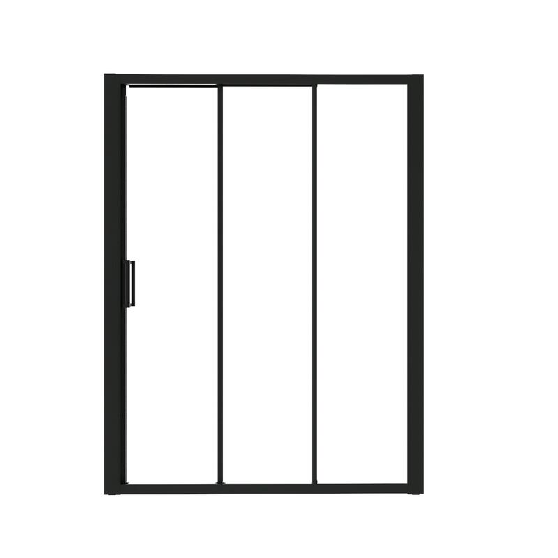 3-Panel Sliding Framed Shower Door in Matte Black Finish