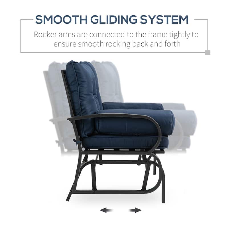 Outsunny 2-Person Outdoor Glider Bench, Patio Double Rocking Swing Loveseat with Steel Frame and Cushions