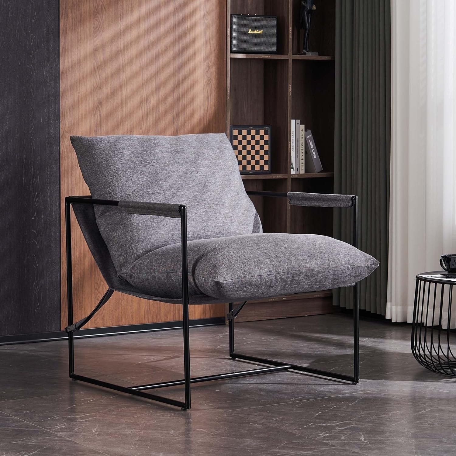 Living accents sling black steel chair top