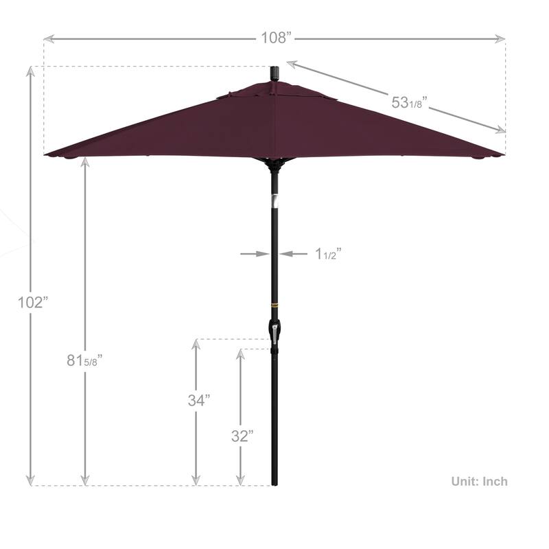 California Umbrella 9' Round Crank Lift Push Button Tilt Black Aluminum Patio Umbrella with Pacifica Pacific Blue Fabric
