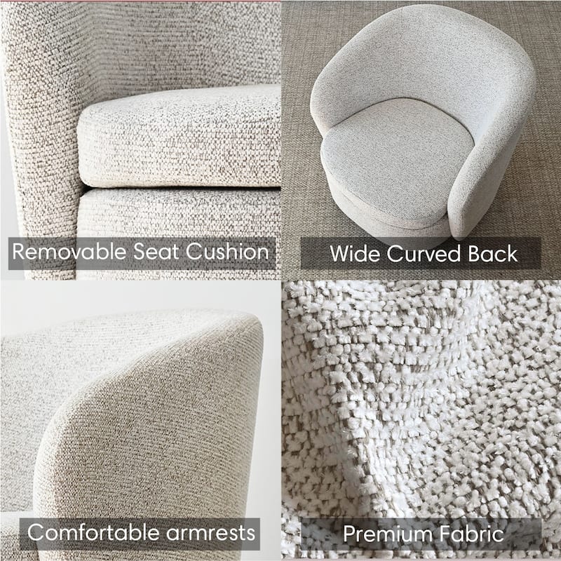 Upholstered 360° Swivel Barrel Chair with Curved Backrest（Set of 2）