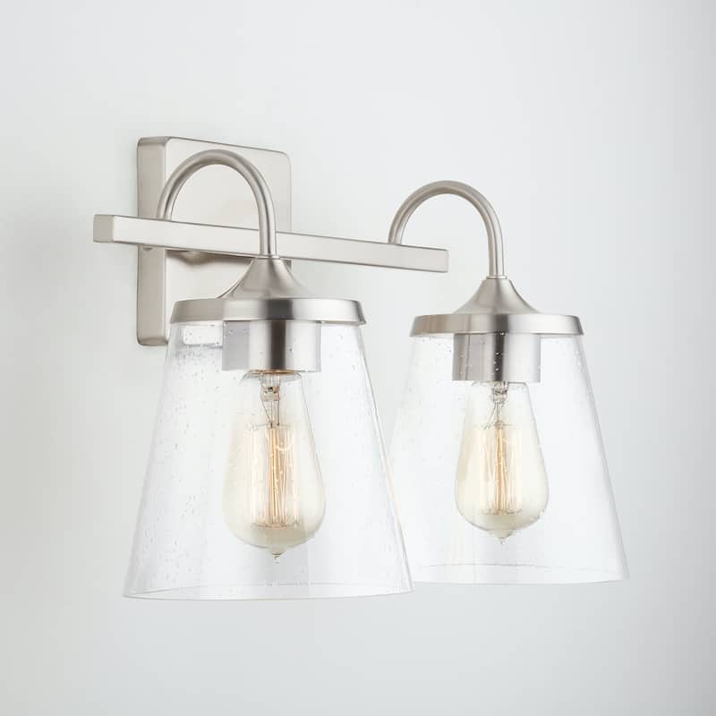 Jayne 2-light Bath/ Vanity Fixture w/ Clear Seeded Glass