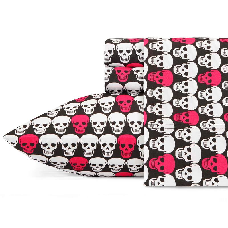 Betsey Johnson Printed Novelty Sheet Sets - Skulls - King