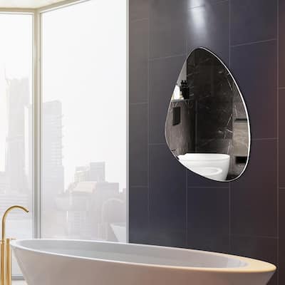 Asymmetrical Irregular Aesthetic Pebble Shape Wall Mirror - 36 x 28 Inches