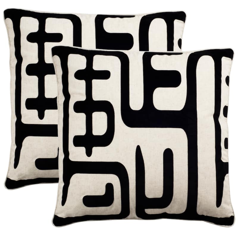 SAFAVIEH Jaeda 24-inch Black Decorative Throw Pillow (Set of 2)