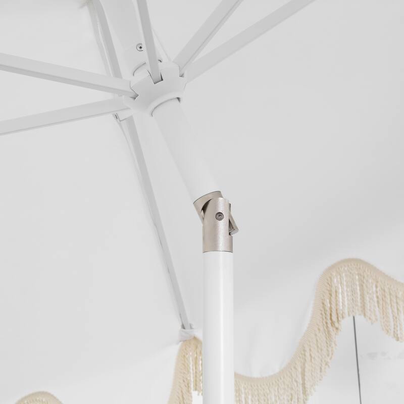 9ft Tassel Patio Umbrella Auto-Tilt, Crank , by JONATHAN Y